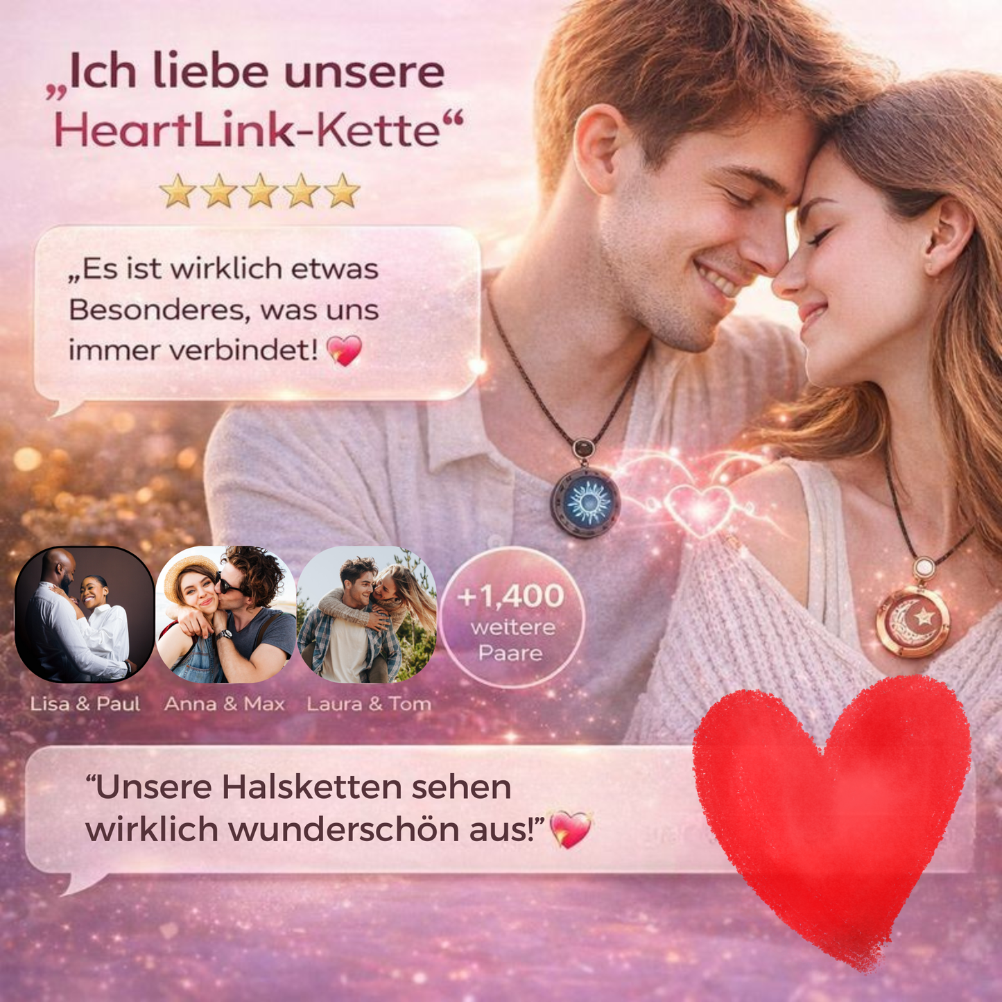 HeartLink – Verbundene Liebes-Halskette