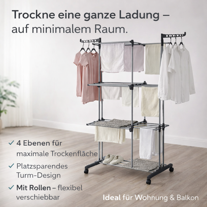 DryTower – 4-Etagen Wäscheständer mit Rollen