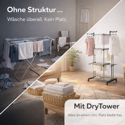 DryTower – 4-Etagen Wäscheständer mit Rollen